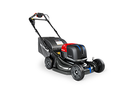 A slightly right facing Honda Battery HRX-BE 1.5kW Premium Residential Lawn Mower in studio