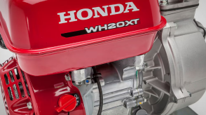 Macro closeup of a Honda pump’s engine block.  	
